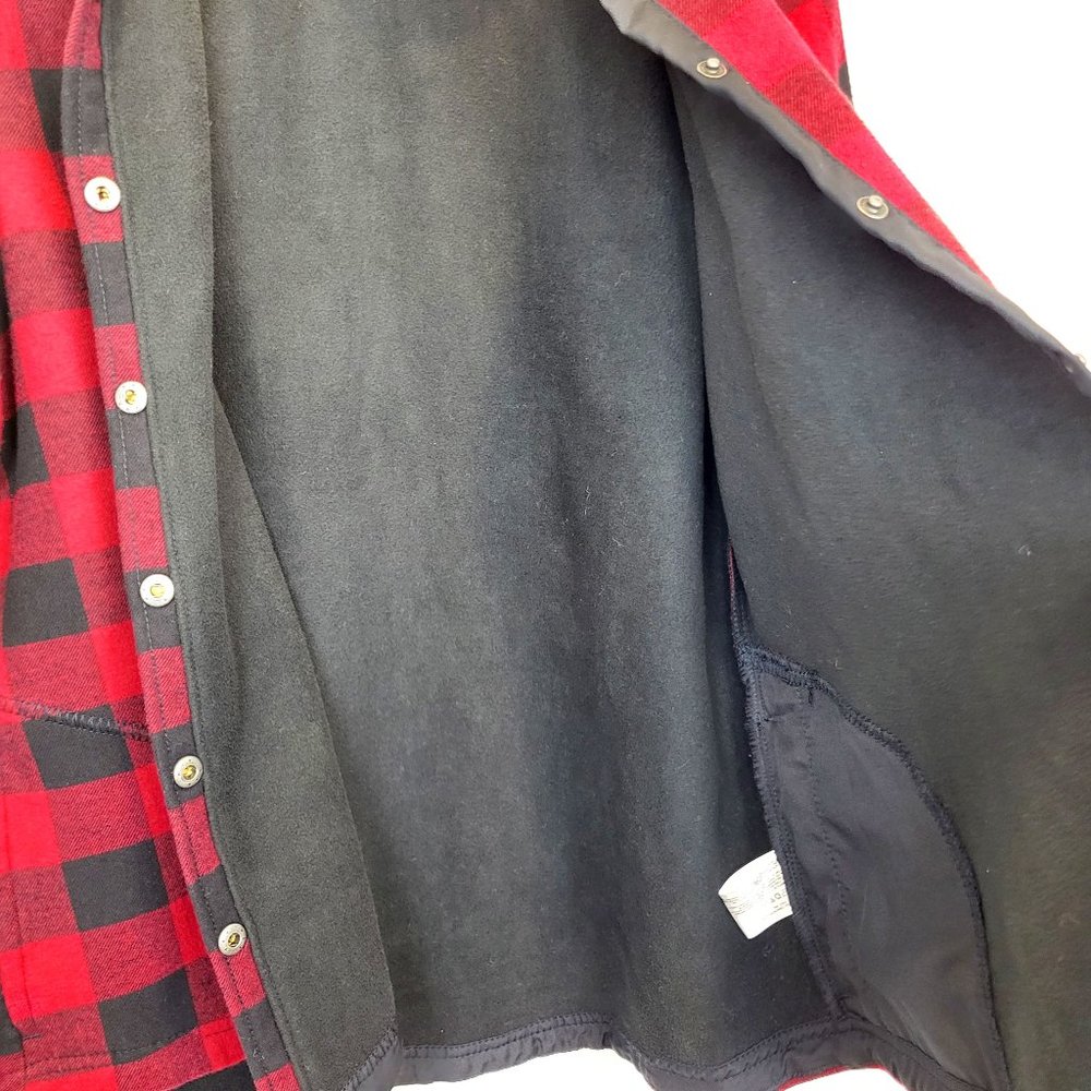 Orvis Red and Black Plaid Fleece Lined Snap Front Jacket, Size Medium, EUC - Picture 9 of 12